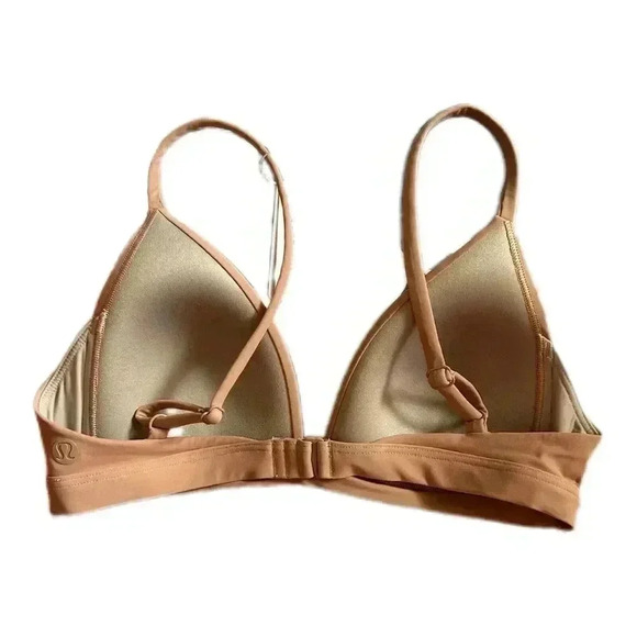 Lululemon Lightly Padded Triangle Bra Swim Top Adjustable Straps Beige Size 2 - Picture 2 of 7